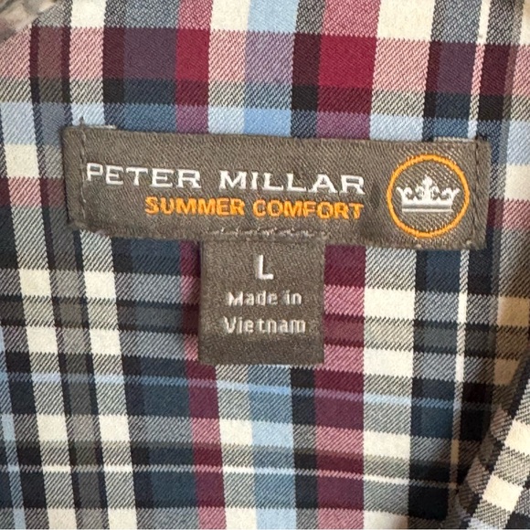 Peter Millar Summer Comfort Long Sleeve Checkered Plaid Lightweight Shirt sz L - Picture 3 of 4